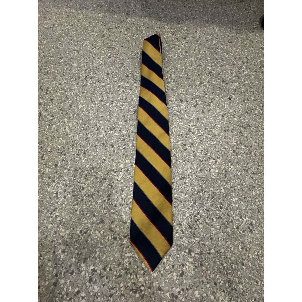 Brooks Brothers Silk Rep Stripe Tie Yellow Navy Blue Red